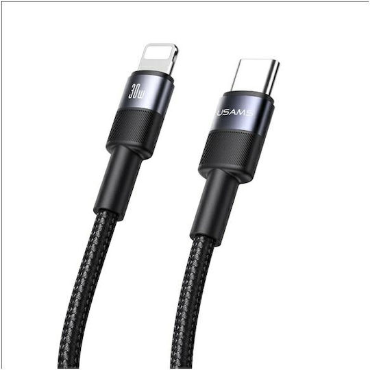 Usams Series USB-C to Lightning Cable 30W Μαύρο 1.2m (SJ729USB01)