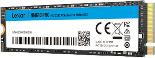 Lexar NM610PRO SSD 500GB τύπου M.2 με σύνδεση PCI Express 3.0 LNM610P500G-RNNNG