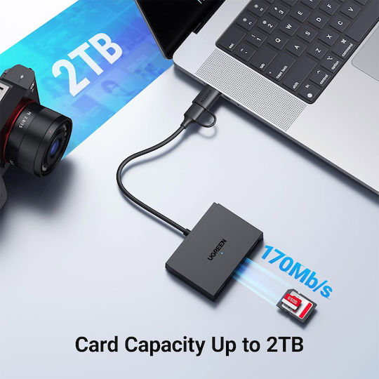Ugreen Card Reader Type-C για SD/microSD Γκρι