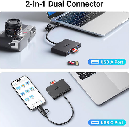 Ugreen Card Reader Type-C για SD/microSD Γκρι