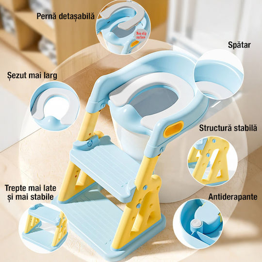 Figga Toddler Toilet Seat With Footrest Handles And Blue Cushion