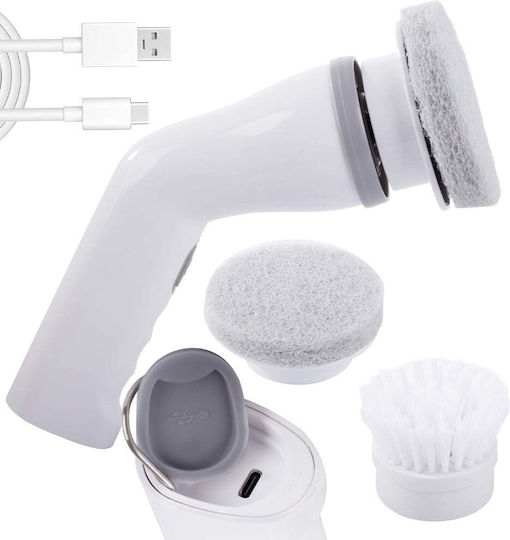 Perie Electrică Rotativă Fără Fir 5W 2 Capete de Perie Cablu de Încărcare USB Tip C Curățare Profundă Albă