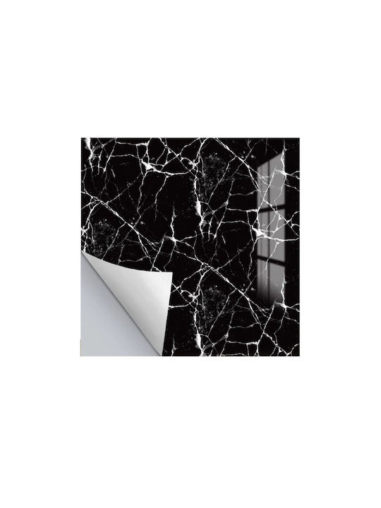 Set 5 Panouri Decorative Autoadezive Marmură Design din PVC 60x60cm Negru Alb Crem