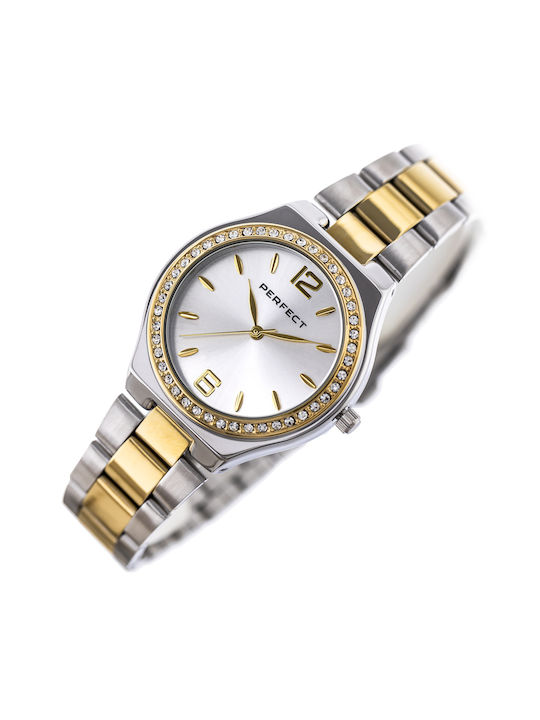 Perfect Women's Watch 34mm Battery with Gold Metal Strap S390-05 zp544e + Box