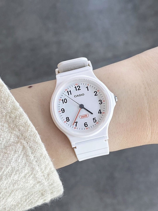 Casio Digital Women's Watch with White Rubber Strap
