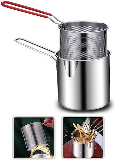 Deep Fryer Zola Stainless Steel Multifunctional Removable Sieve Solid Handle Diameter 13 Cm S