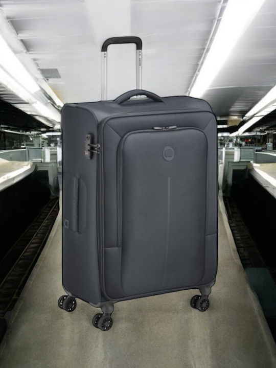 Delsey Caracas Medium Fabric Suitcase Black With 4 Wheels Height 68cm