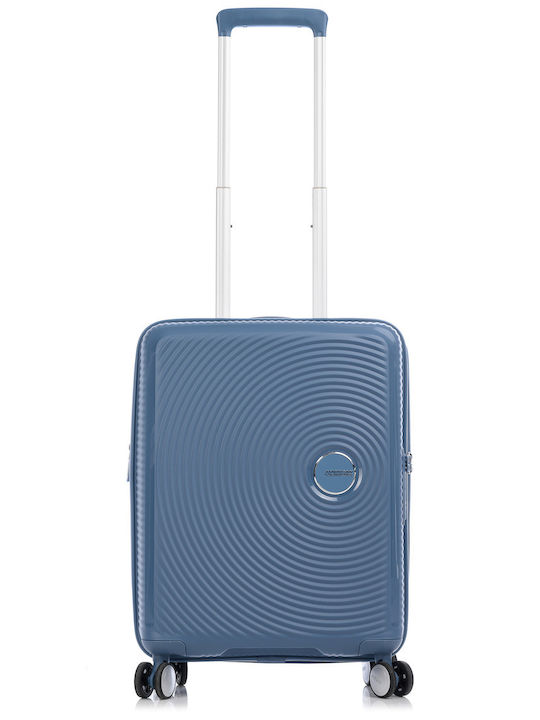 American Tourister Soundbox Spinner Cabin Hard Blue Suitcase with 4 Wheels Height 55cm