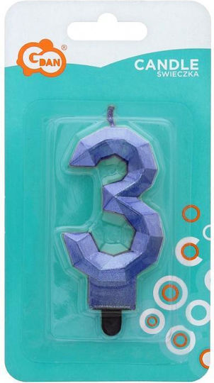 GoDan Birthday Candle Number "3" in Blue Color