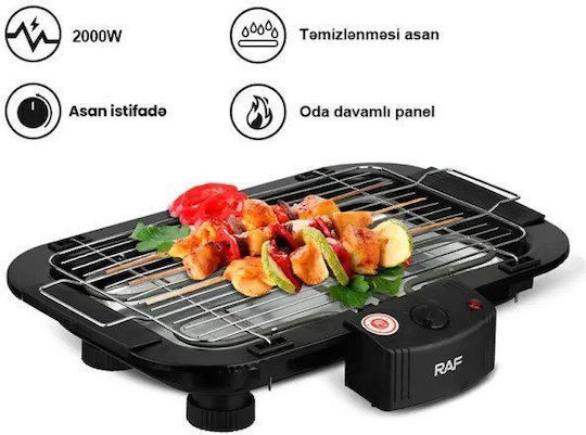Raf Tabletop Electric Grill Grill 2000W 35cmx12cmcm