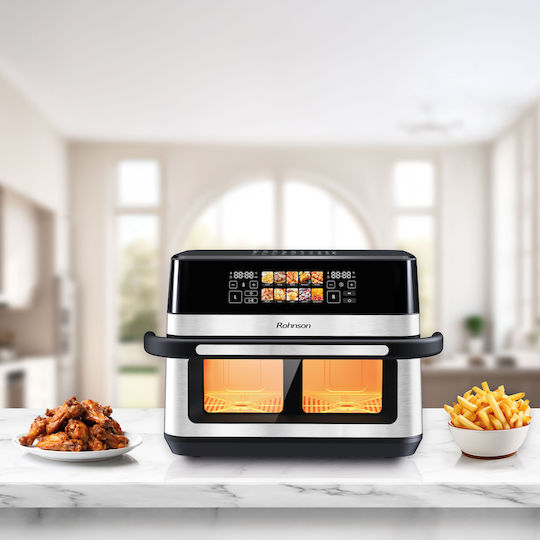 Rohnson Air Fryer με Διπλό Αποσπώμενο Κάδο 12lt Ασημί R-2882