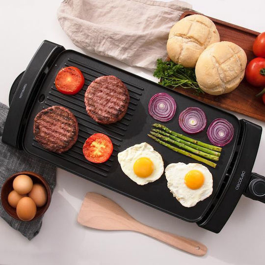 Cecotec Tabletop Electric Grill Aluminium Smooth and Ribbed Plate 2150W with Adjustable Thermostat 45cmx25cmcm