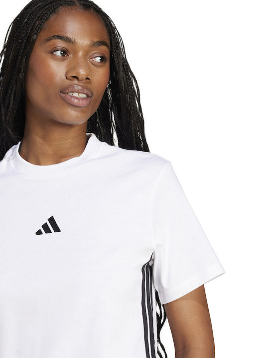 Essentials 3-Stripes Γυναικεία Αθλητική Μπλούζα Κοντομάνικη Λευκό