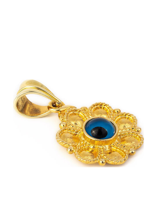 George Art Jewels Charm Ροζέτα από Χρυσό 14Κ Μπλε