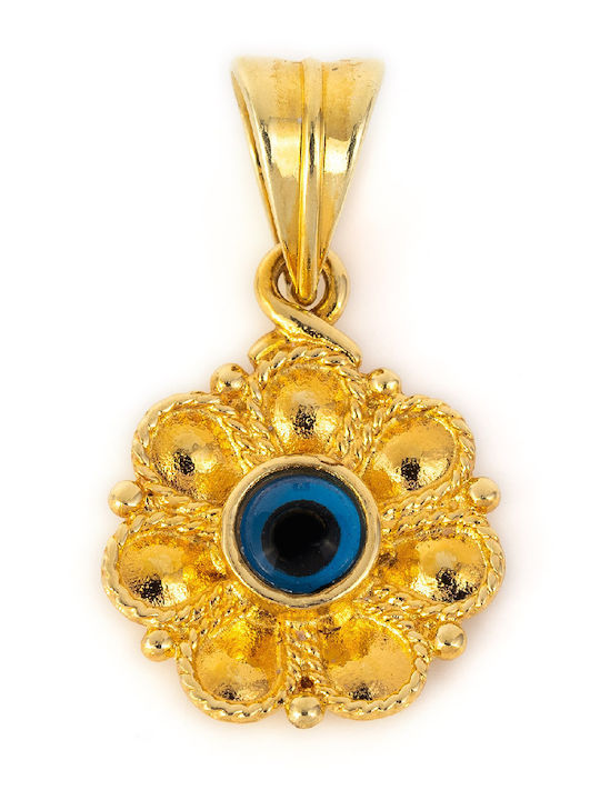 George Art Jewels Charm Ροζέτα από Χρυσό 14Κ Μπλε