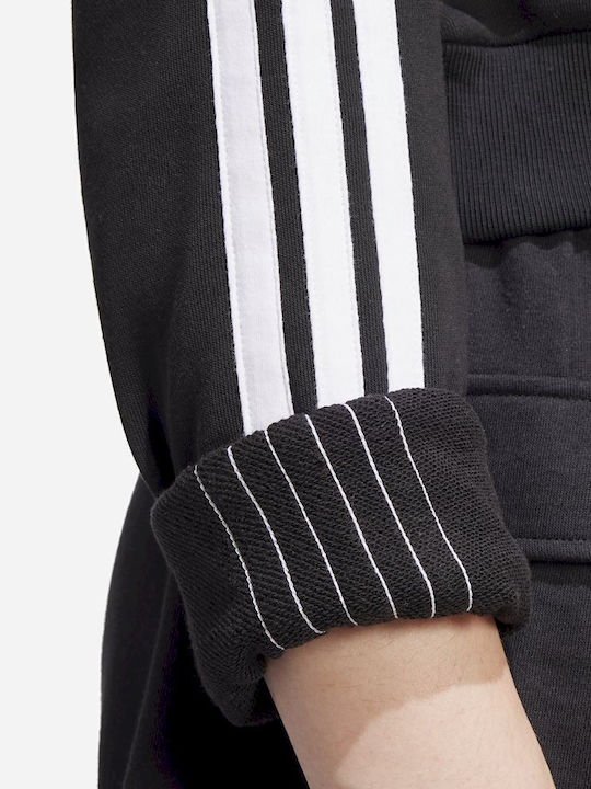 3-Stripes Френски Тери Изрязан Дамски Суитшърт Френски Тери Худи Черен
