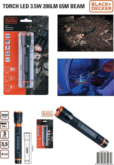 Black & Decker Taschenlampe LED mit maximaler Helligkeit 200lm Schwarz