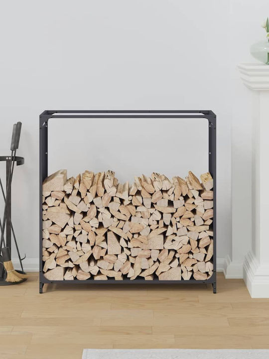 vidaXL Inox Ράφι Αποθήκευσης Ξύλων 90x28x90cm Γκρι