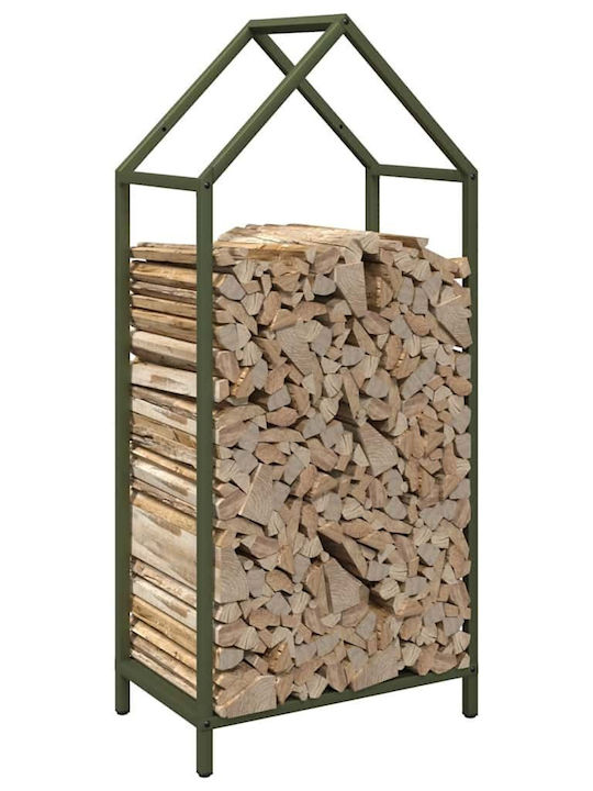 vidaXL Inox Ράφι Αποθήκευσης Ξύλων 40x25x90cm Πράσινο