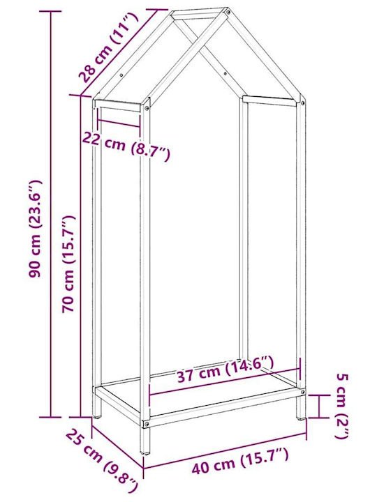 vidaXL Brennholz Inox Regal Holzlagerung 40x25x90cm