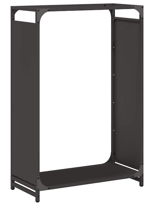 vidaXL Firewood Inox Shelf Wood Storage 60x28x90cm Black