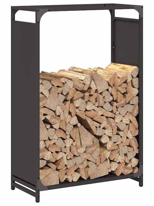 vidaXL Inox Ράφι Αποθήκευσης Ξύλων 60x28x90cm Μαύρο