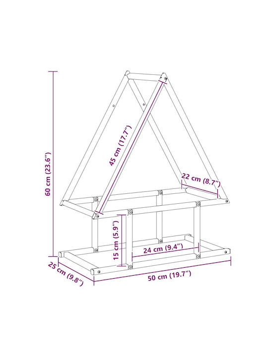 vidaXL Inox Ράφι Αποθήκευσης Ξύλων 50x25x60cm Λευκό