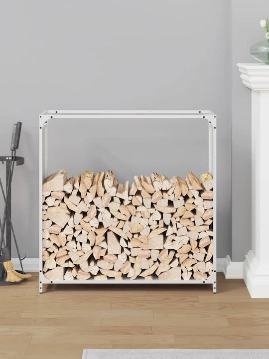 vidaXL Lemn de foc Inox Raft Depozitare lemne 90x28x90cm Alb