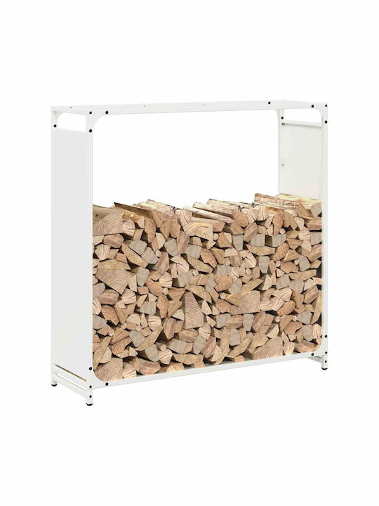 vidaXL Lemn de foc Inox Raft Depozitare lemne 90x28x90cm Alb