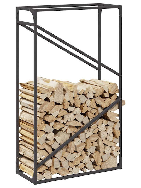 vidaXL Inox Ράφι Αποθήκευσης Ξύλων 60x25x100cm Μαύρο
