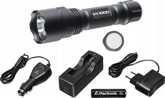 Mactronic Taschenlampe LED mit maximaler Helligkeit 1000lm Schwarz