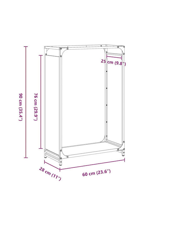 vidaXL Brennholz Inox Regal Holzlagerung 60x28x90cm