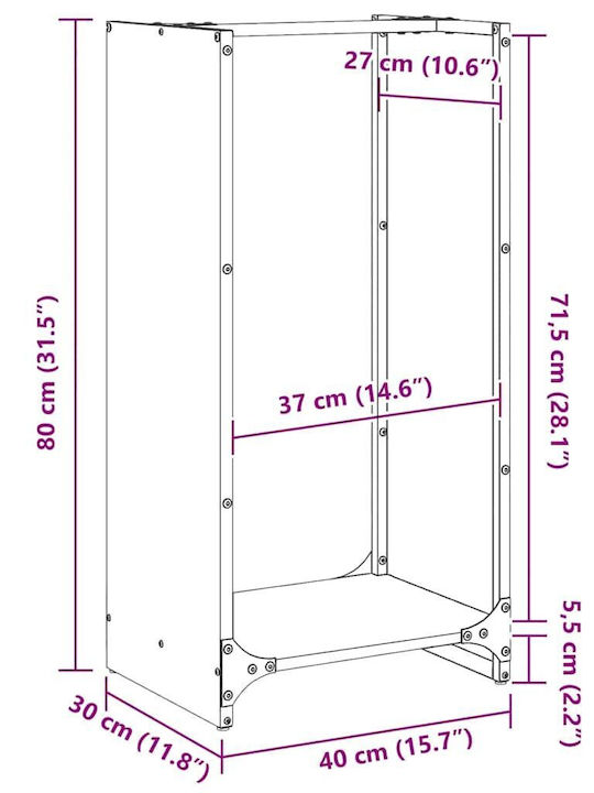 vidaXL Ξύλινο Ράφι Αποθήκευσης Ξύλων 40x30x80cm Πράσινο