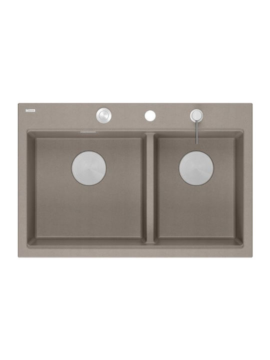 GraniteQ Drop-In Spüle aus Verbundgranulat B76xT50cm Braun