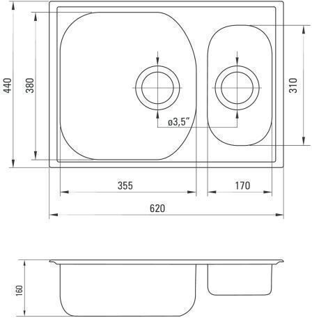 Deante ZEX 0503 Drop-In от Течен Гранит Дължина 62xШирина 44см Сив Deante ZEX 0503 Drop-In от Течен Гранит Дължина 62xШирина 44см Сив