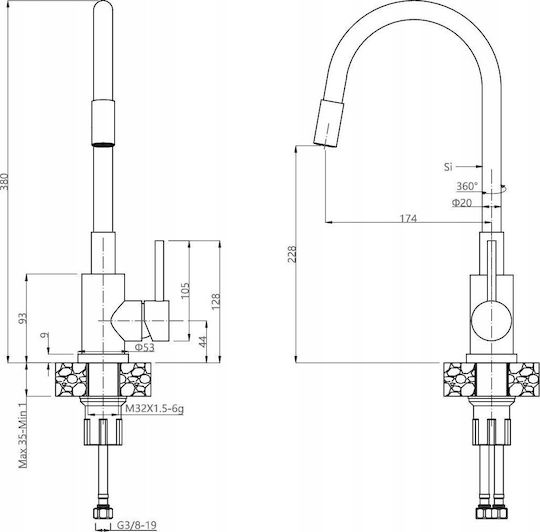 Quadron Drop-In Spüle aus Verbundgranulat B58xT45cm
