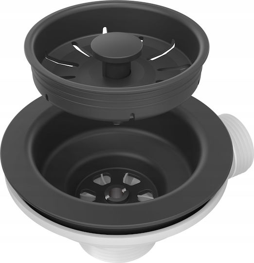 GraniteQ Quadron Johnny 111 Drop-In Kitchen Sink Made of Liquid Granite M77xP44cm Black
