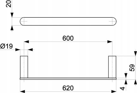 KFA Single Wall-Mounted Bathroom Rail ​60x60cm Inox Gold