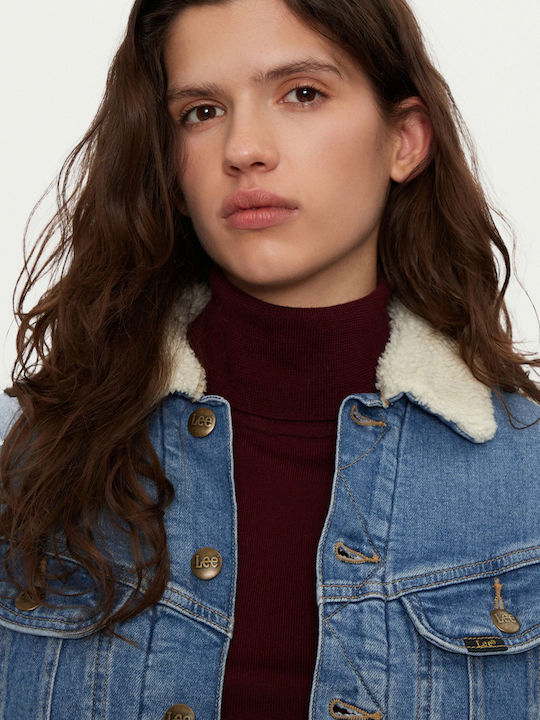 Scurtă Jachetă de femei din denim Albastru