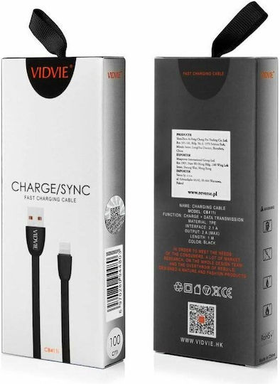 Vidvie USB-A to Lightning Cable Black 1m