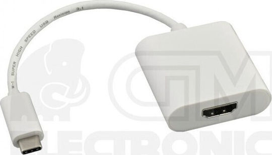 PremiumCord Μετατροπέας USB-C / HDMI male σε USB-C / HDMI female 1τμχ