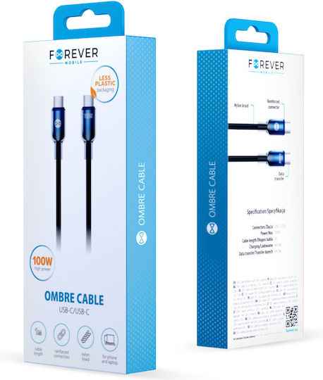 Forever USB 2.0 Cable USB-C Male - USB-C 100W PD Black 1m
