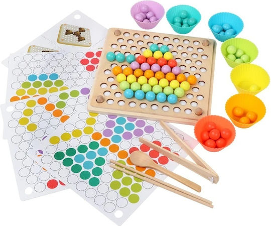 Jucărie educativă din lemn 89 de piese copii 3 ani+ Montessori 22x22 cm multicoloră