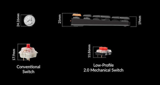 Keychron K5 V2 K5X-B3 Wireless Gaming Mechanical Keyboard with Gateron Low Profile Brown Switches and RGB Lighting English US