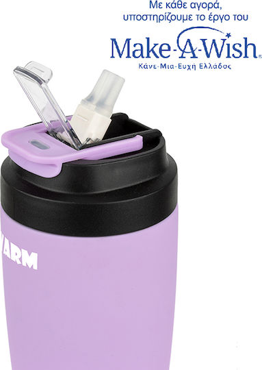 Nava "we Care" Glas Thermosflasche Rostfreier Stahl 500ml Lilac mit Stroh