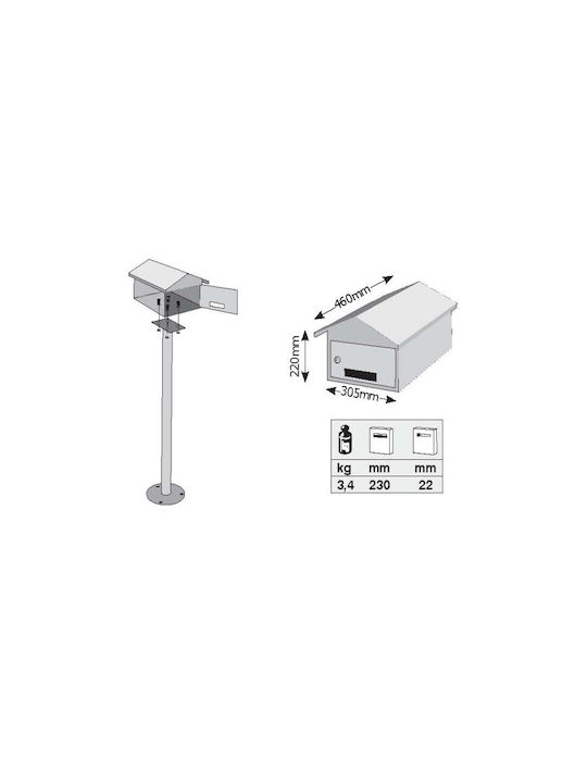 Viometal Copenhagen Outdoor Mailbox Metallic in White Color 30.5cm