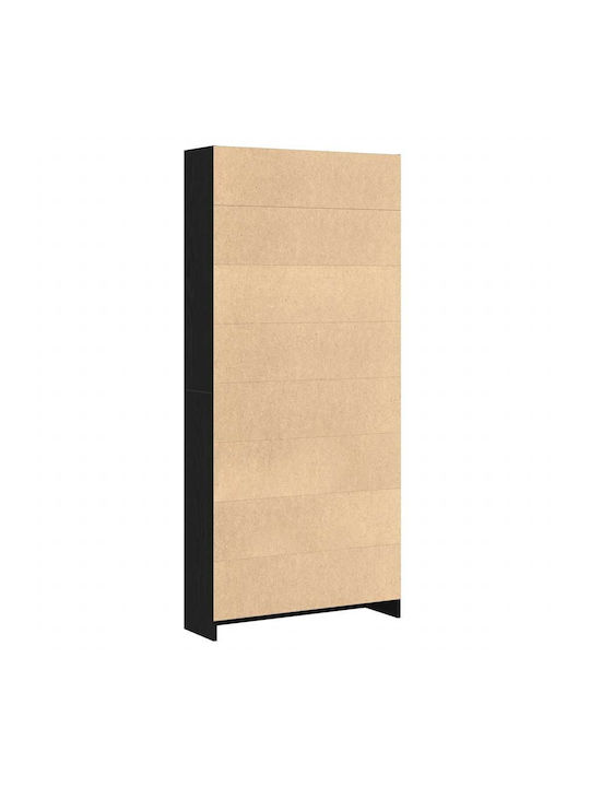 Bibliotecă Neagră Stejar 80x24x176 cm