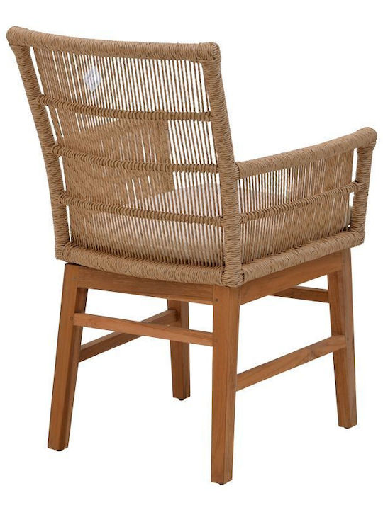 Inca-wooly 7 Stück Garten- und Outdoor-Möbelsets für Speisesaal Naturbeige mit Kissen