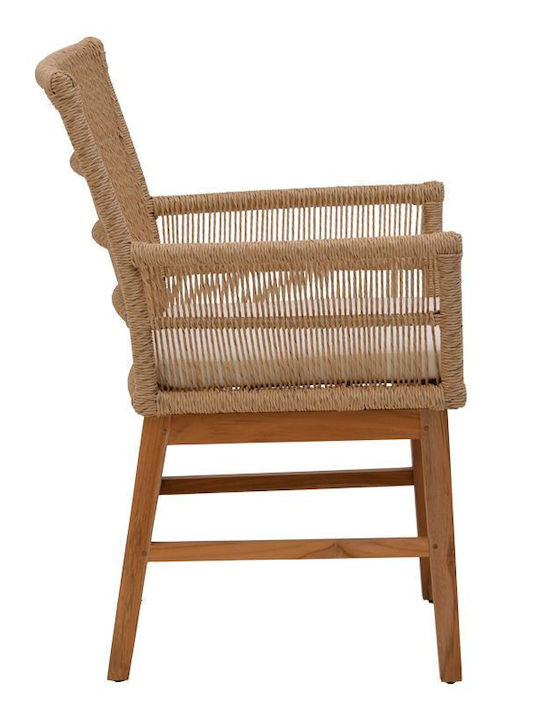 Inca-wooly 7 Stück Garten- und Outdoor-Möbelsets für Speisesaal Naturbeige mit Kissen