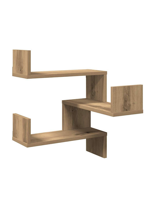 Corner Brown Wall Shelves (2 Pieces) 40x40x49.5cm